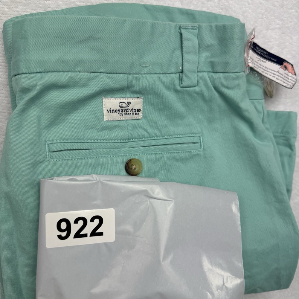 Vineyard Vines Breaker Shorts Size 34 Aqua Chino Flat Front Casual - Picture 8 of 8